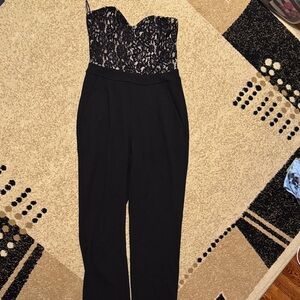 Express Black Lace Bodice Jumpsuit